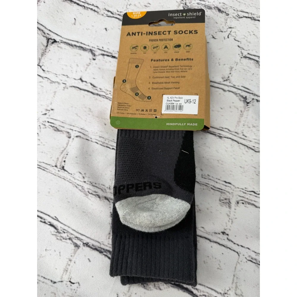 NEW Craghoppers Mens NL ADV Pro Anti-Insect Socks Black Pepper Insect Shield L‎